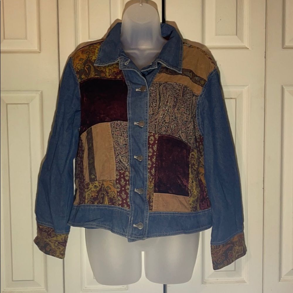J. Jill Denim Out of the Blue Patchwork Jean Jacket See Measurements - Picture 3 of 15